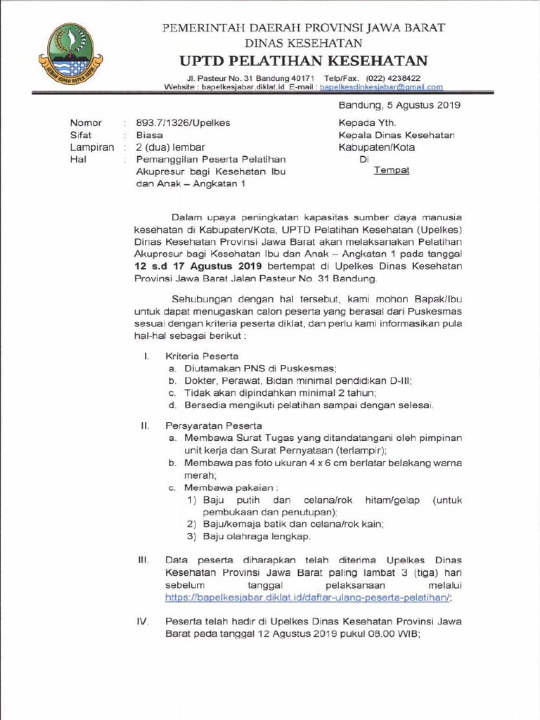 Pemanggilan Peserta Pelatihan Akupresur Angkatan 1 Apbd