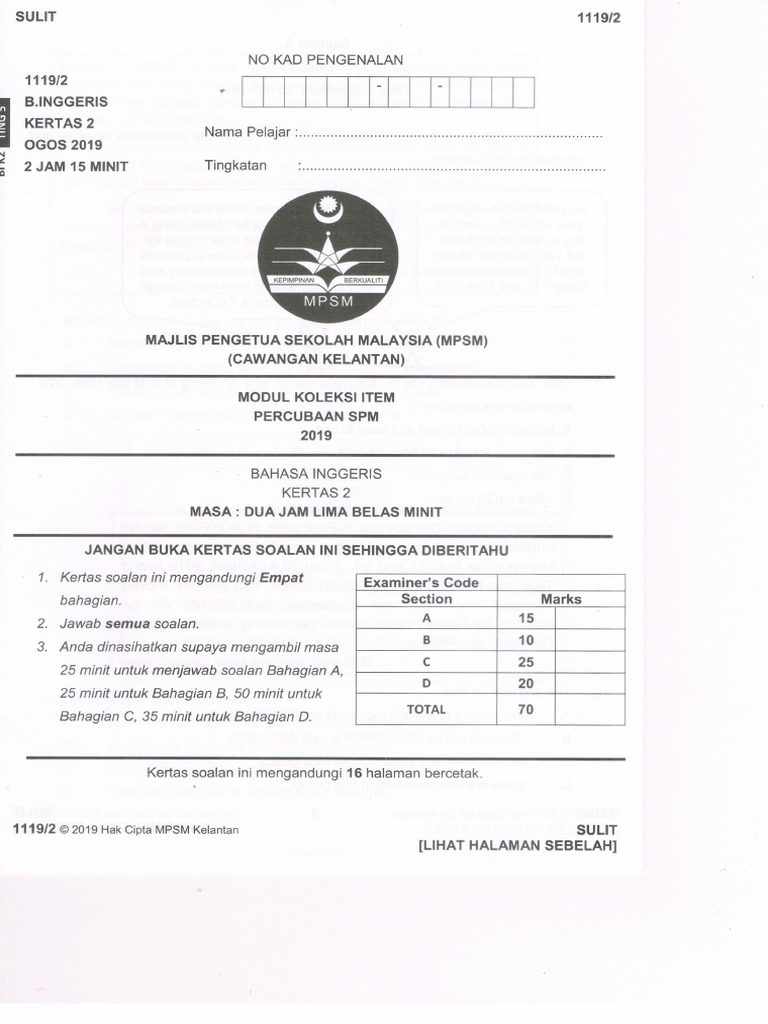 Skema Jawapan Percubaan Spm 2019 Kelantan Matematik Tambahan Kertas 1 Malaya