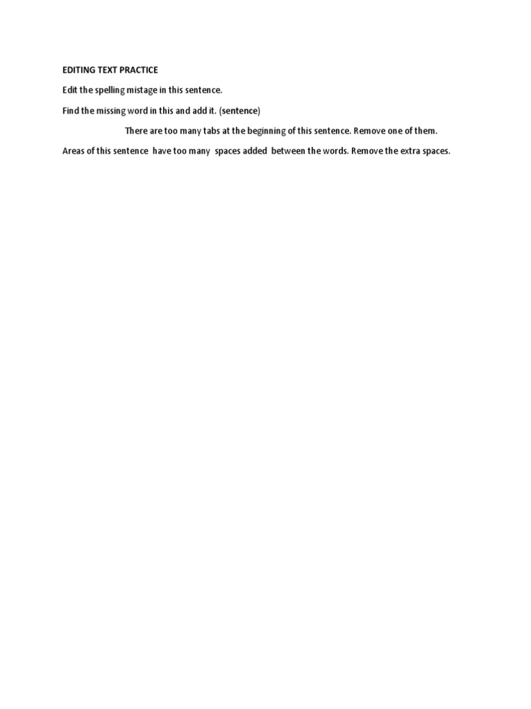Text Editing Practice Exercises | PDF | Language Arts & Discipline ...