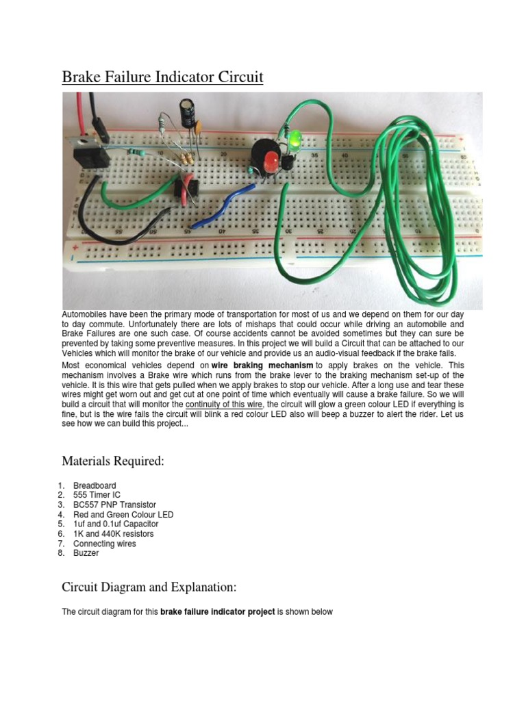 Brake Failure Indicator Circuit PDF Electronic Design Electronic