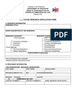 Completed Research Application Form: Department of Education Region IX, Zamboanga Peninsula Division of Zamboanga Del Sur
