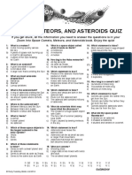 Comets, Meteors, and Asteroids Quiz