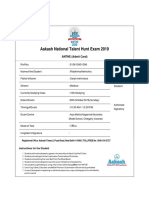 Aakash National Talent Hunt Exam 2019: ANTHE (Admit Card)