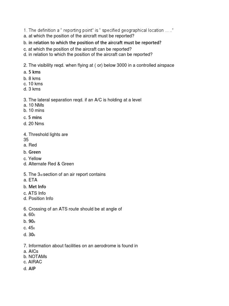 Air Regulation DGCA Question Paper PDF Instrument Flight Rules