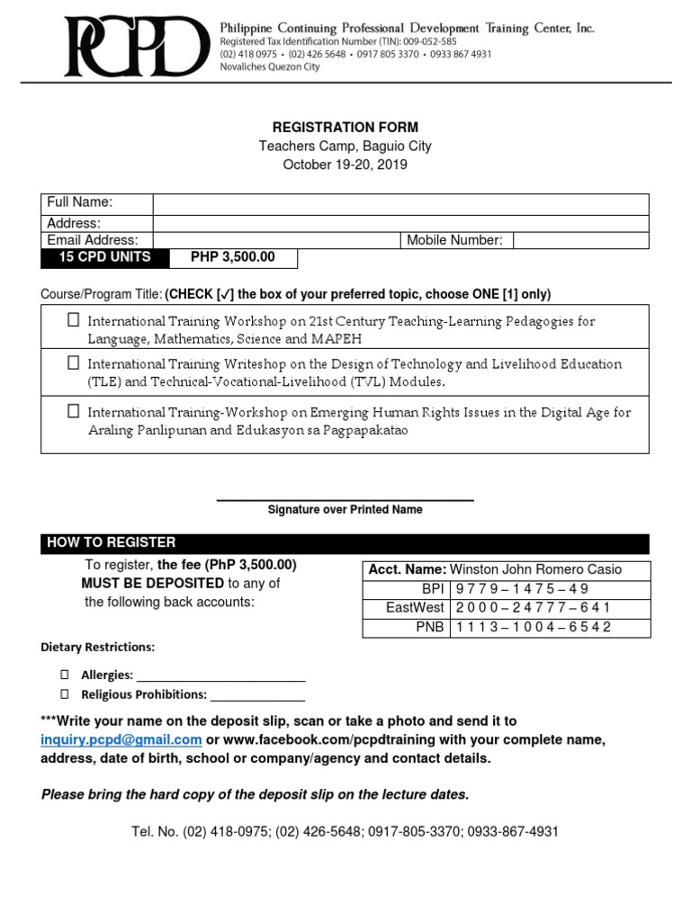 15 CPD Units: Course/Program Title: (CHECK ( ) The Box of Your ...