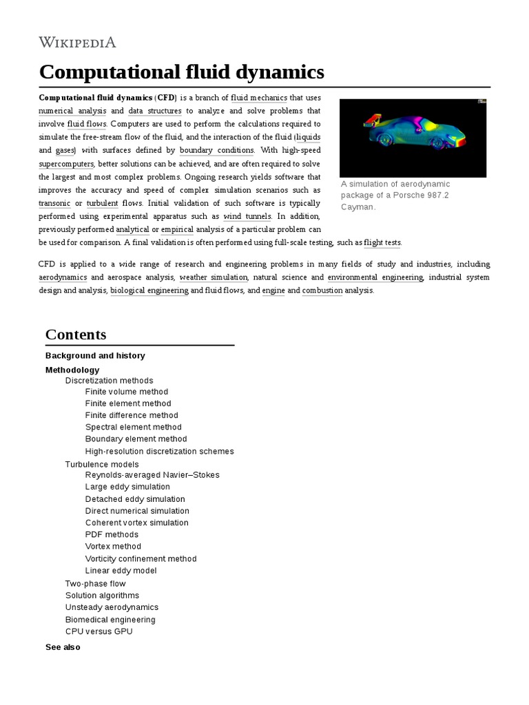 Computational Fluid Dynamics (Wikipedia) PDF Computational Fluid