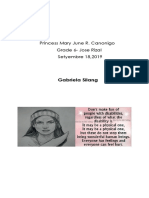 Princess Mary June R. Canonigo Grade 6-Jose Rizal Setyembre 18,2019