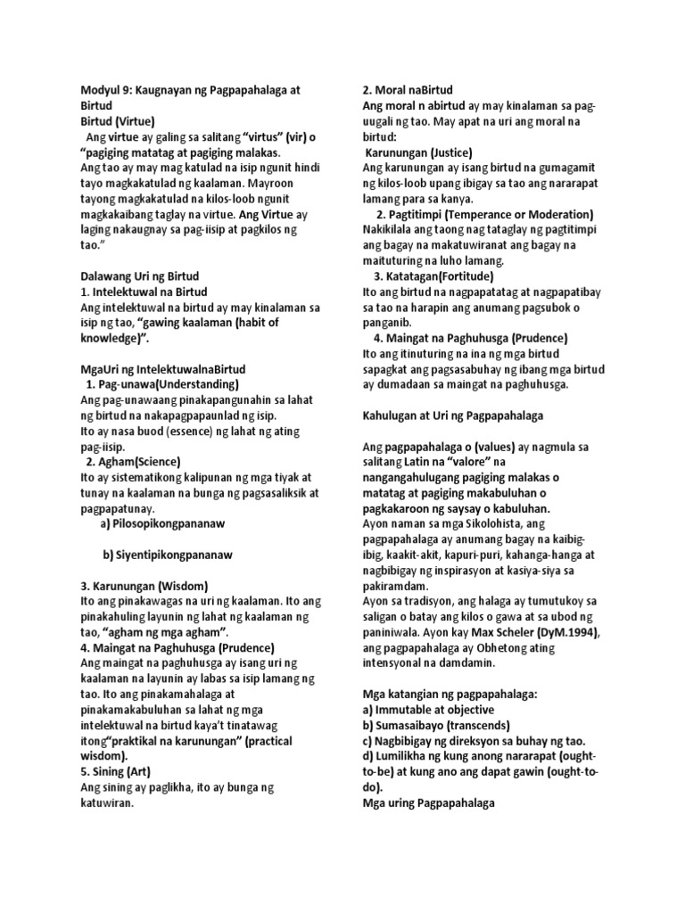 Grade 7 Esp Modyul 9 | PDF