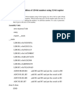 Lab No. 4: Addition of 128-Bit Numbers Using 32-Bit Register