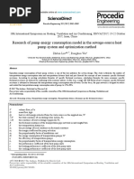 Research of Pump Energy Consumption Model in The Sewage-Source Heat Pump System and Optimization Method