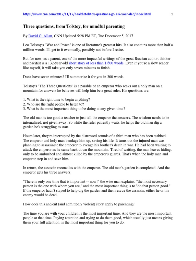 CNN Three Questions PDF Leo Tolstoy