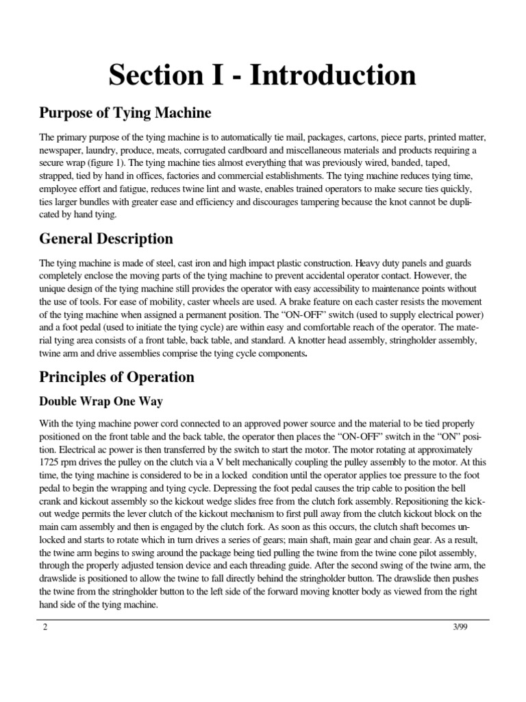 Bunn Automatic Tying Machine Overview | PDF | Gear | Clutch
