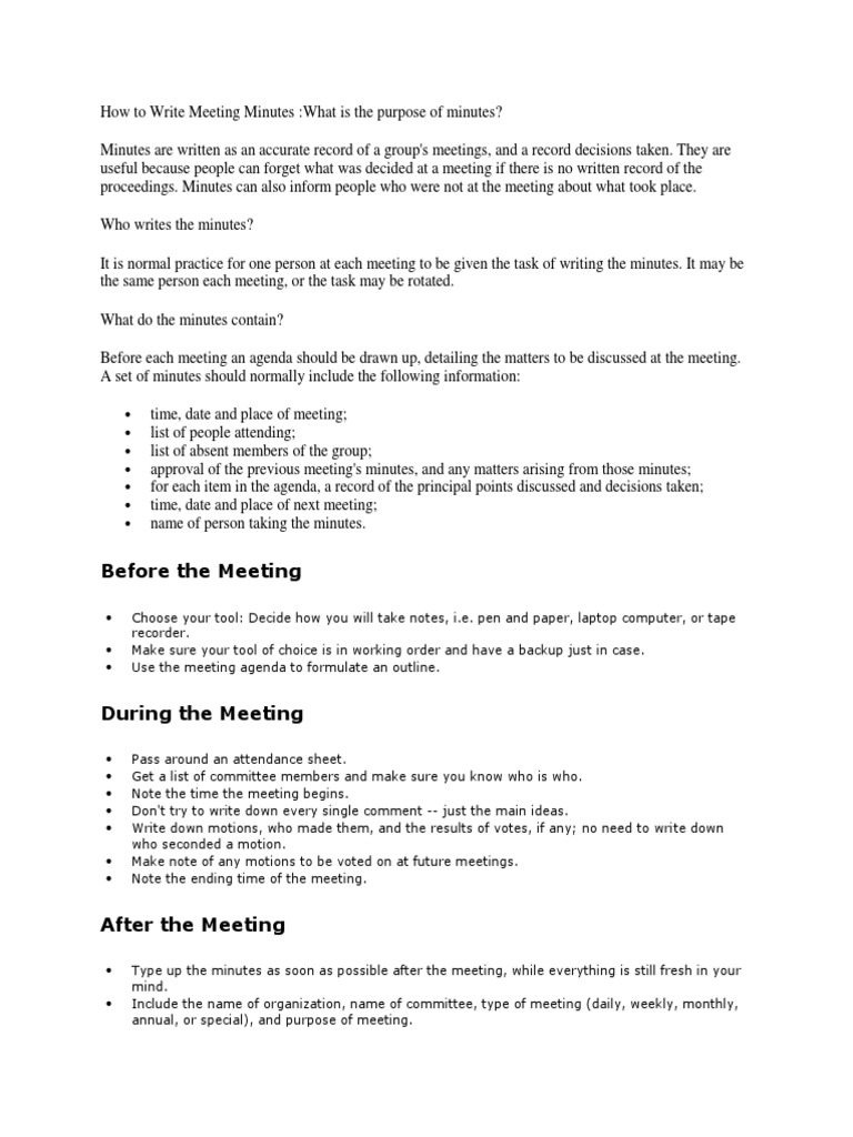 Report On Minutes of The Meeting  PDF  Agenda (Meeting)