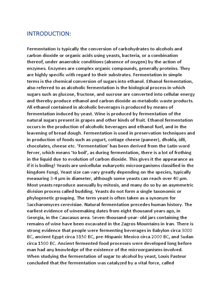 Rate of Fermentation of Fruit Juices PDF Fermentation Yeast