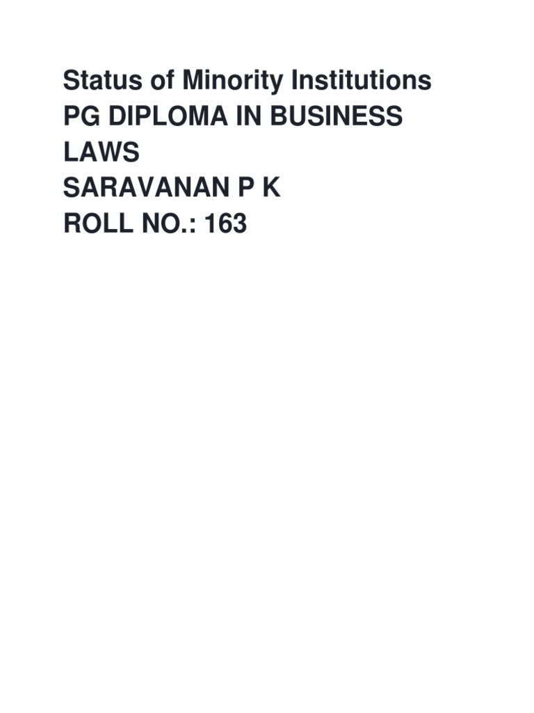 Status of Minority Institutions in India | PDF | Supreme Court Of India ...