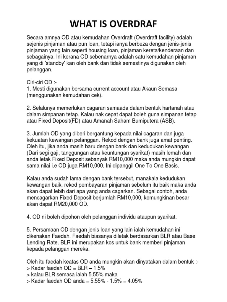 What Is Overdraf Pdf