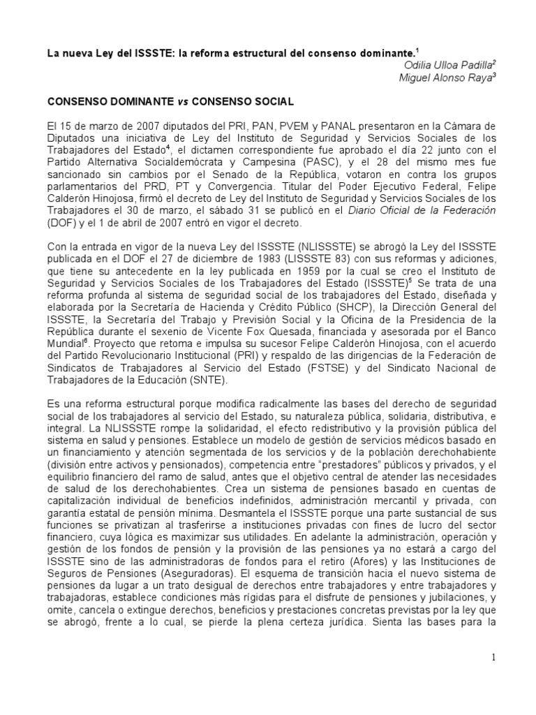 Analisis de La Ley Del Issste | PDF | Pensión | Jubilación