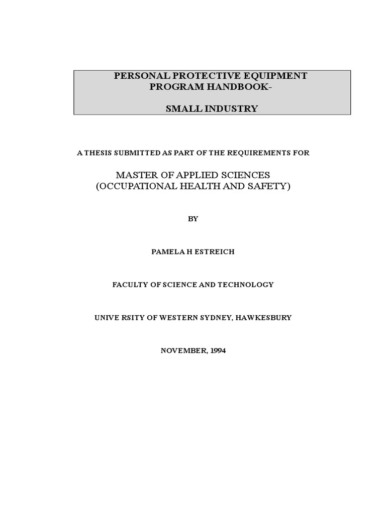 PPE Handbook for Small Industry | PDF | Personal Protective Equipment ...