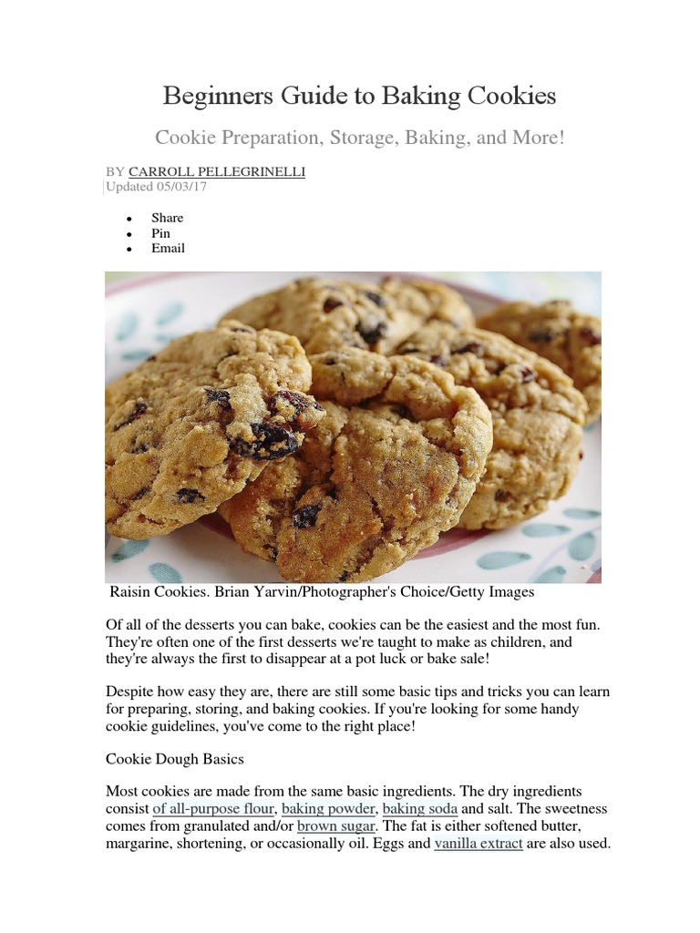 Beginners Guide To Baking Cookies PDF Dough Desserts