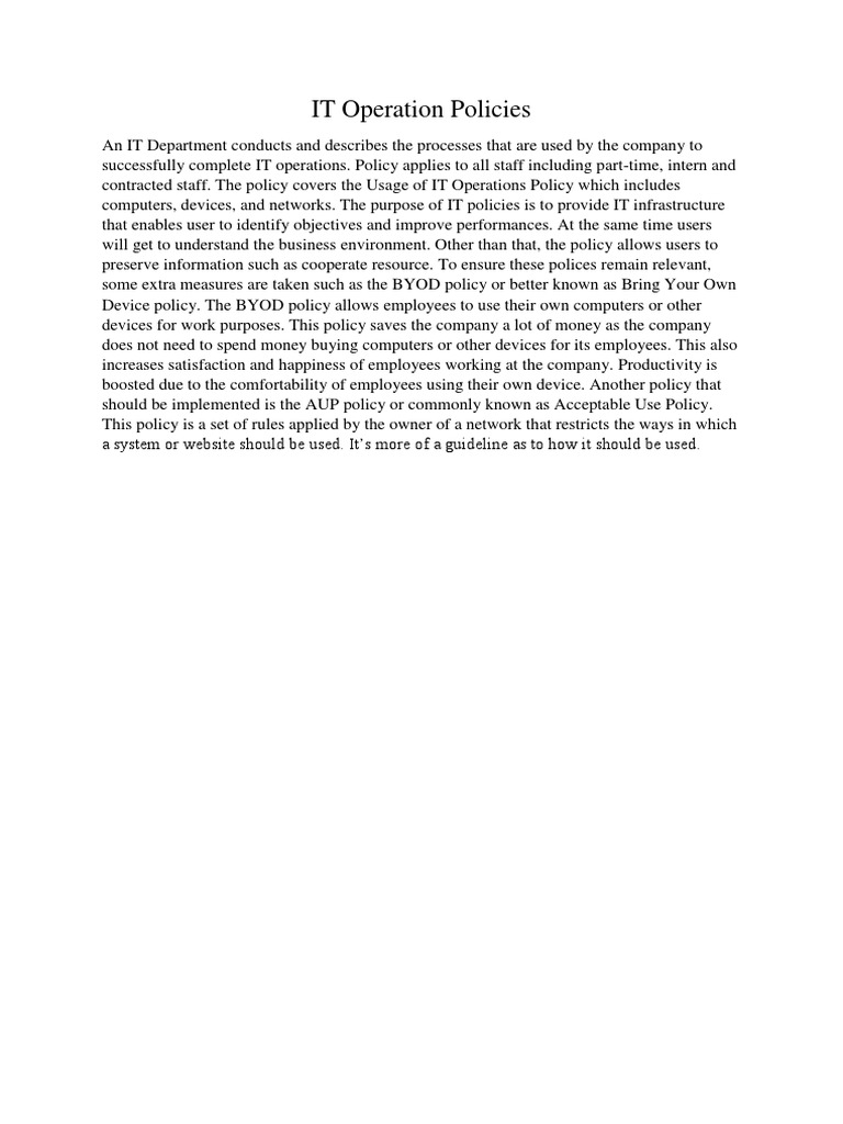 IT Operation Policies | PDF