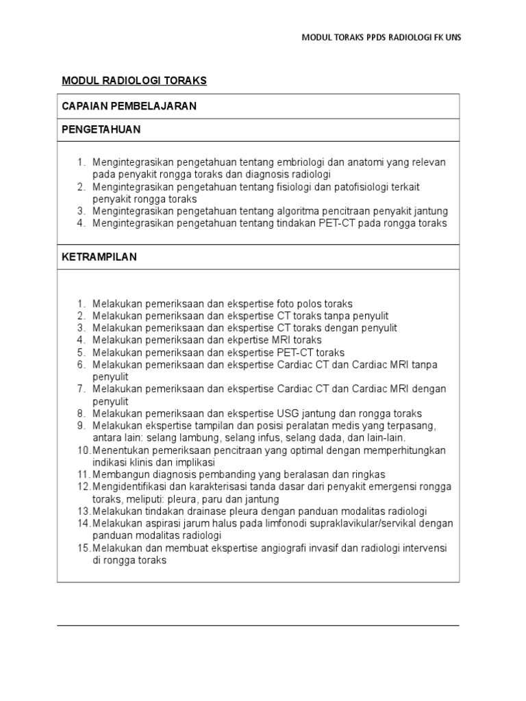 Modul Toraks Radiologi: Pembelajaran & Praktik | PDF | Sains & Matematika