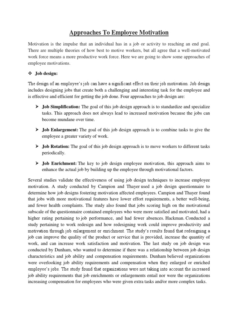 Effective Approaches to Employee Motivation | PDF | Motivation ...