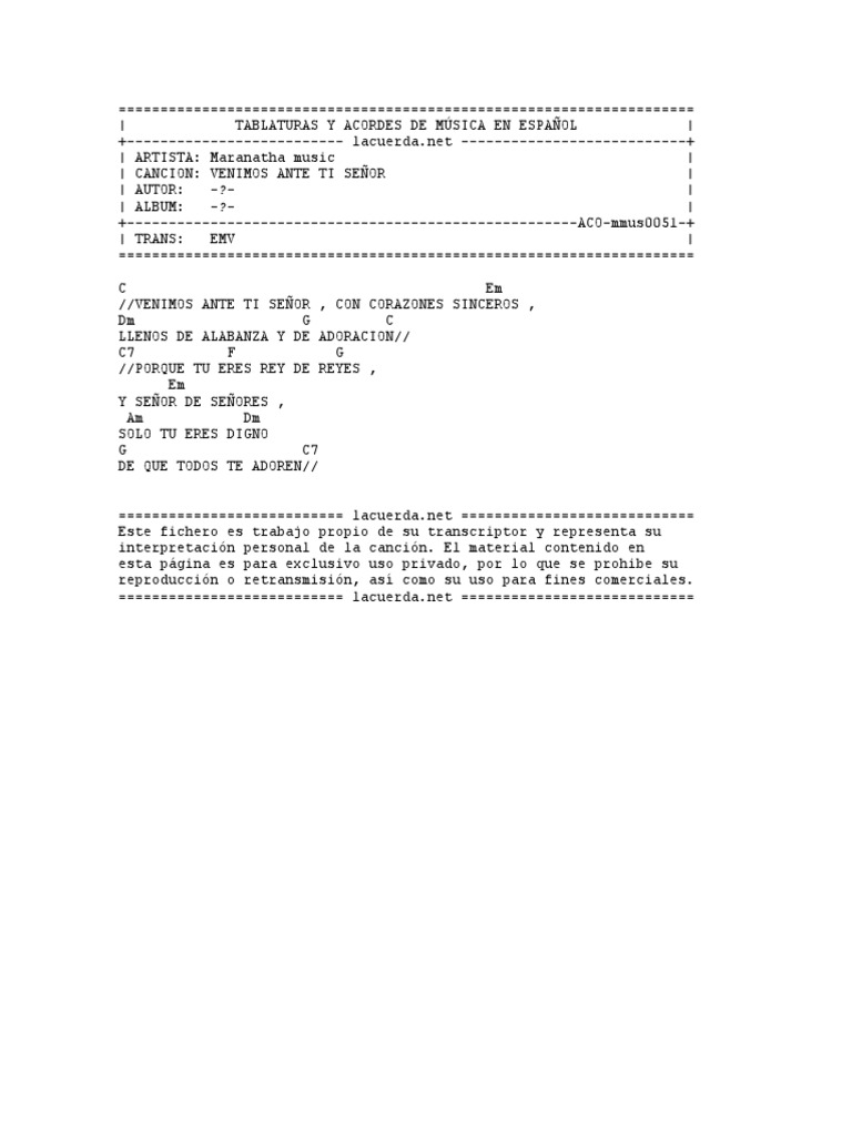 Acorde Venimos Ante Ti Ante ti, señor, tu grey. scribd