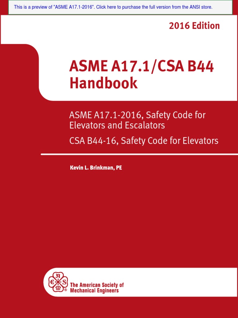 Asme a17 1 csa b44 handbook download free pdf elevator mechanical