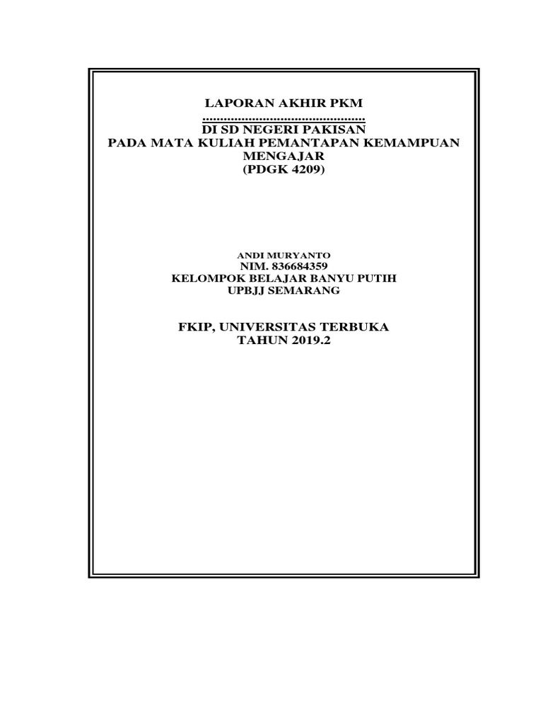 Contoh Laporan Pkm