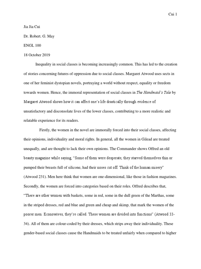 Representation of Social Classes in The Handmaid's Tale PDF Gender