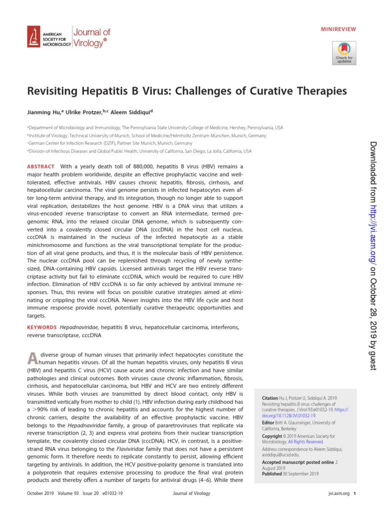 Revisiting Hepatitis B Virus Challenges of Curative Therapies | PDF ...