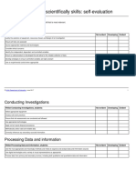 Working Scientifically Skills: Self-Evaluation: Planning Investigations