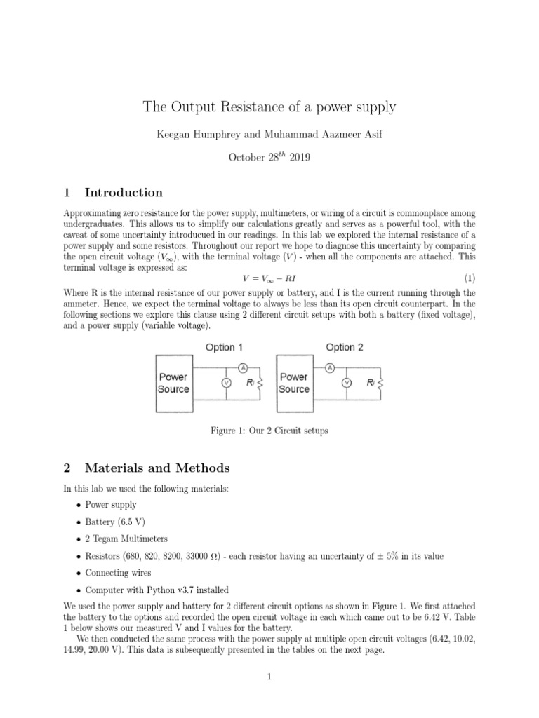 Output Resistance Lab | PDF | Errors And Residuals | Resistor