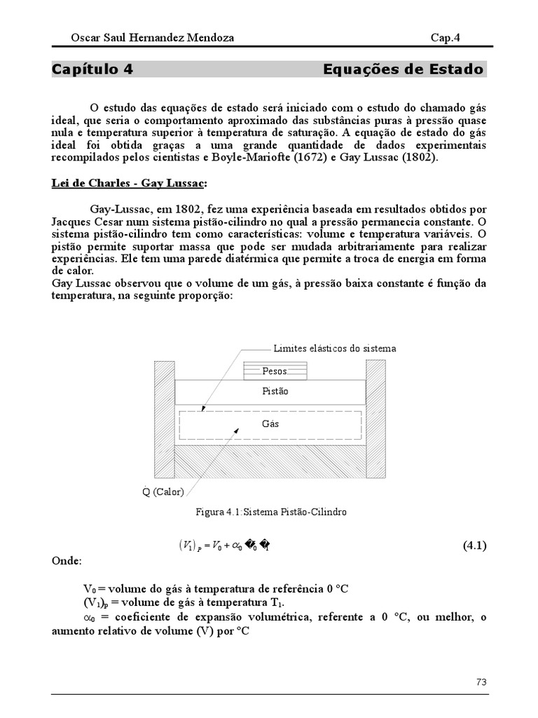 Equações de Estado e Gás Ideal | PDF | Gases | Temperatura