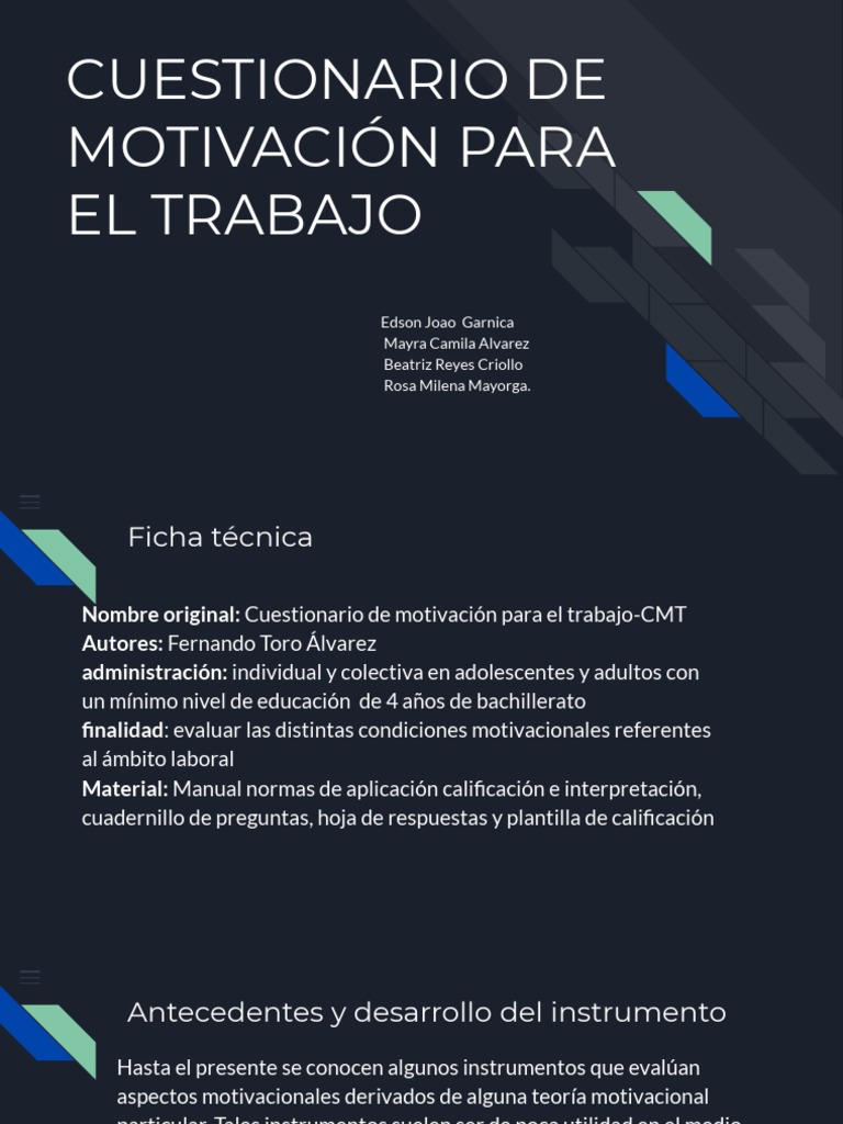 Cuestionario de Motivación Laboral CMT | PDF | Motivación | Motivacional