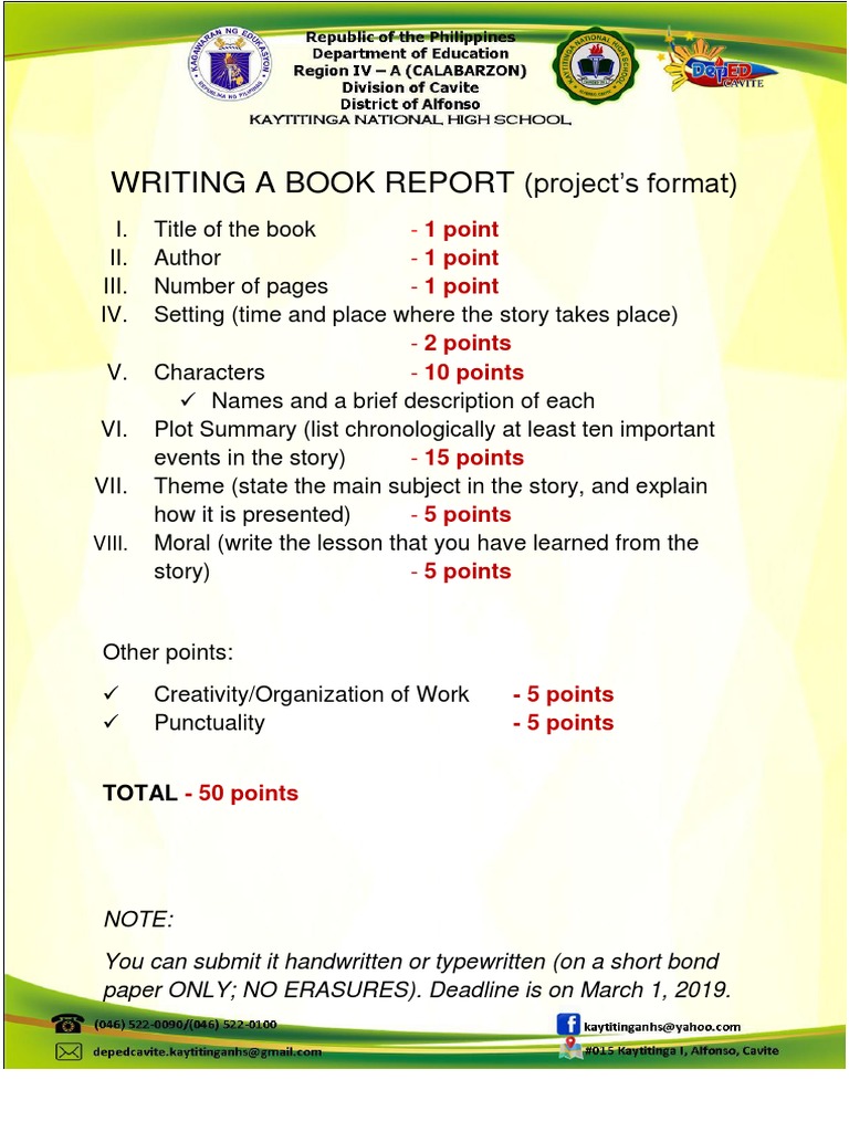 Book Report Project Guidelines | PDF