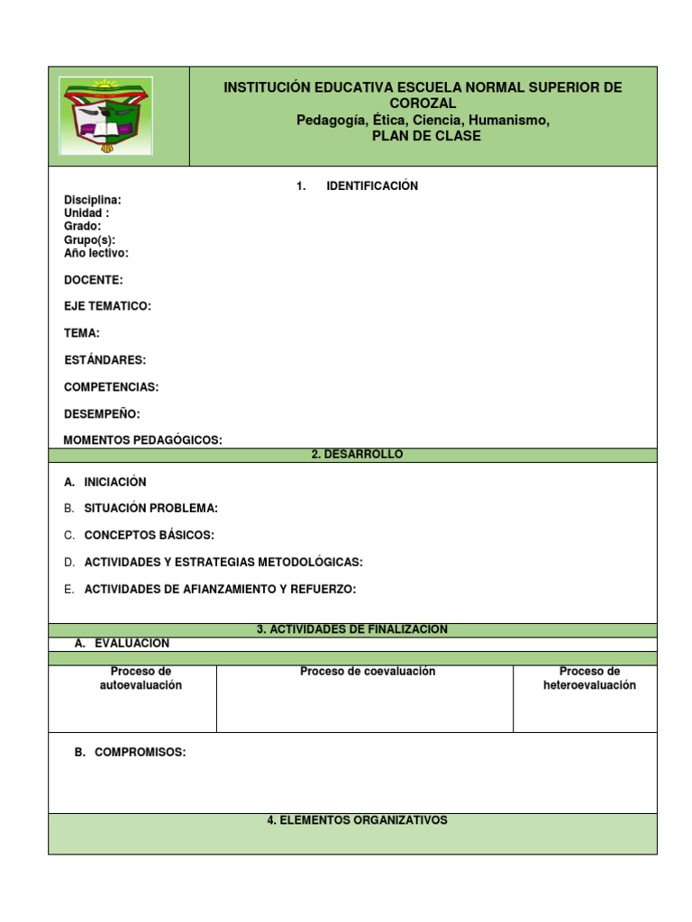 Formato de Plan de Clase | PDF