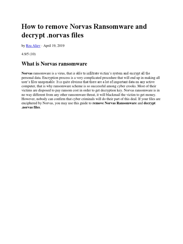How to remove norvas ransomware and decrypt pdf ransomware