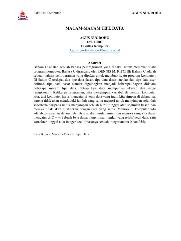 Macam macam tipe data pdf