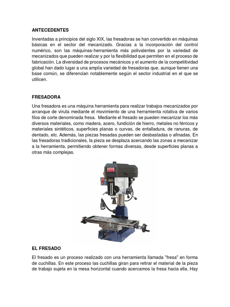 Fresadora PARTS PDF | PDF | Control numerico | Mecanizado