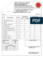 Contoh Raport PTS 2 SDN MJ 10