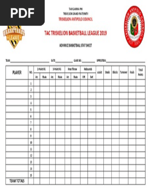 Tac Advance Basketball Stat Sheet