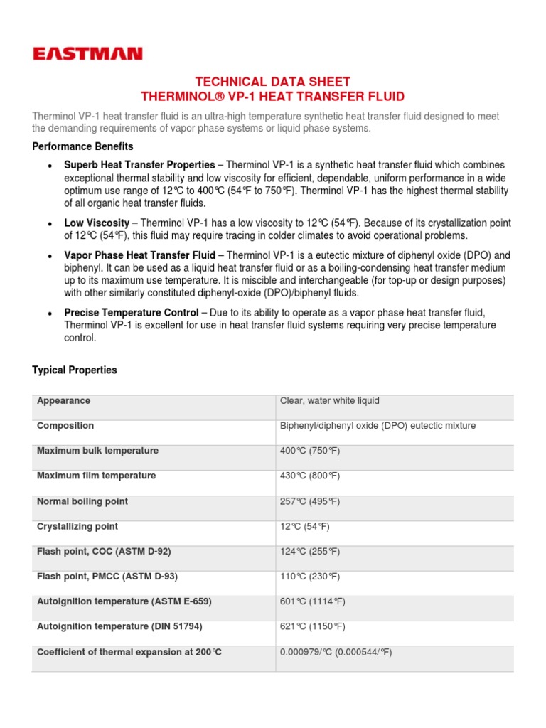 Therminol VP 1 PDF Coolant Heat Transfer