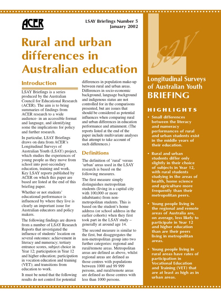 Rural and Urban Education in Australia | PDF | Vocational Education ...