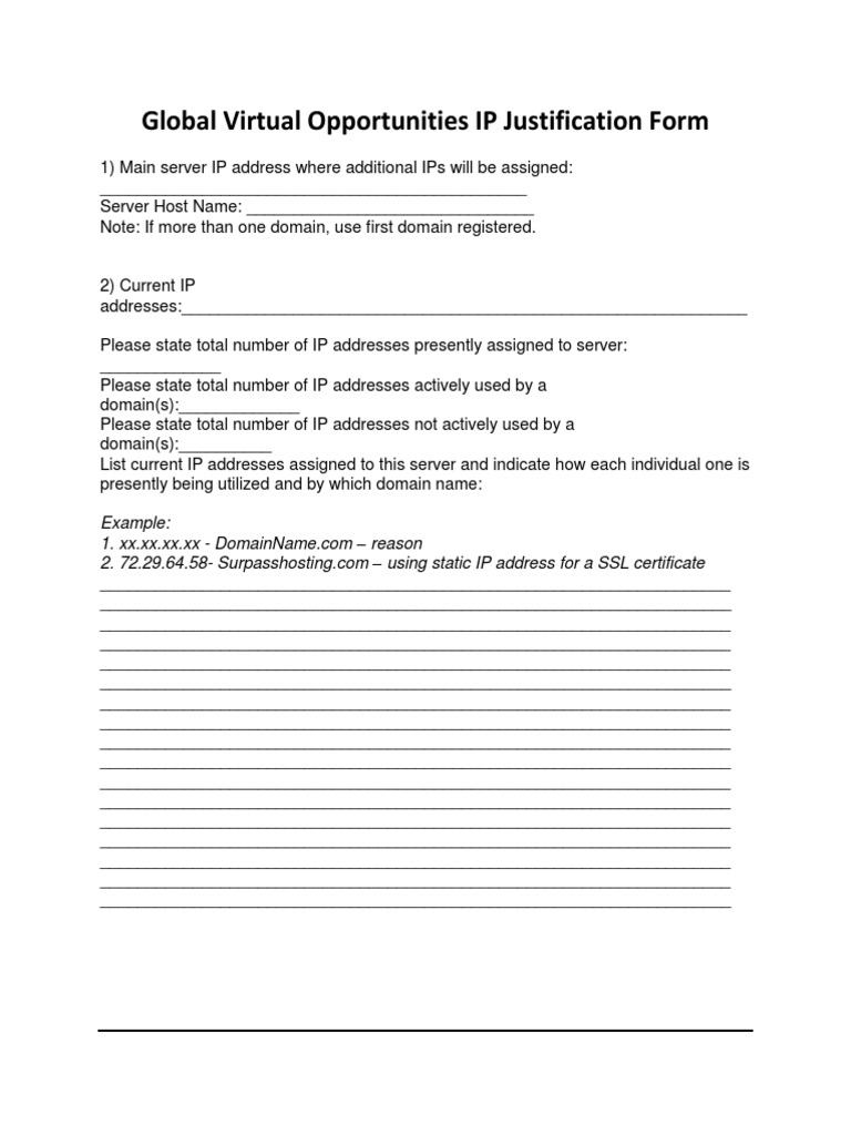 IP Justification Form PDF | PDF | Domain Name | Ip Address