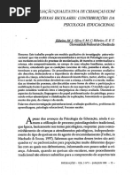 Avaliação Qualitativa Em Crianças Com Queixas Escolares Contribuições Da Psicologia Educacional
