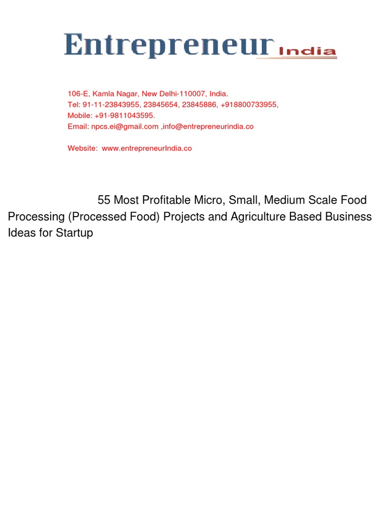55 Most Profitable Micro Small Medium Scale Food Processing - Processed ...