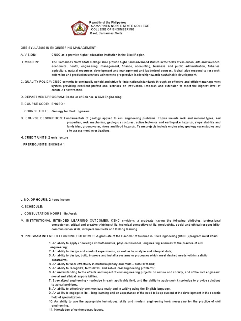Geology for Civil Engineers Syllabus | PDF | Rock (Geology) | Geology