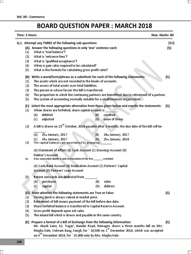 Board Question Paper March 2018 (3) The Capital Balances Are