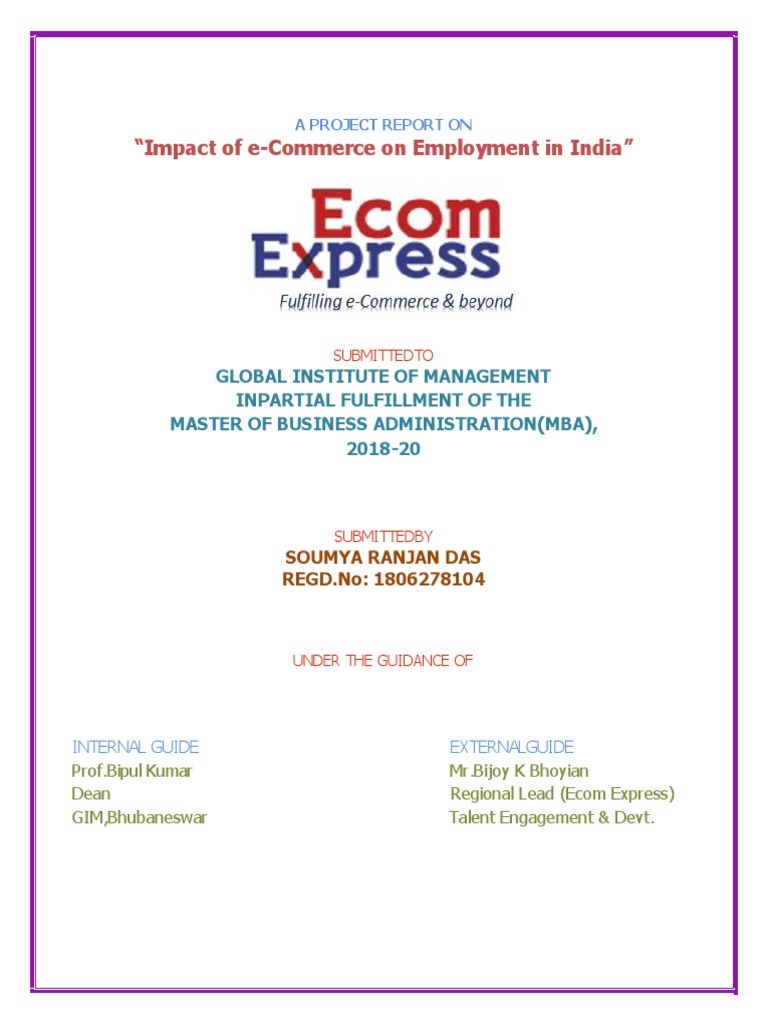 Project Report On e Commerce | PDF | Telecommunications | Economies